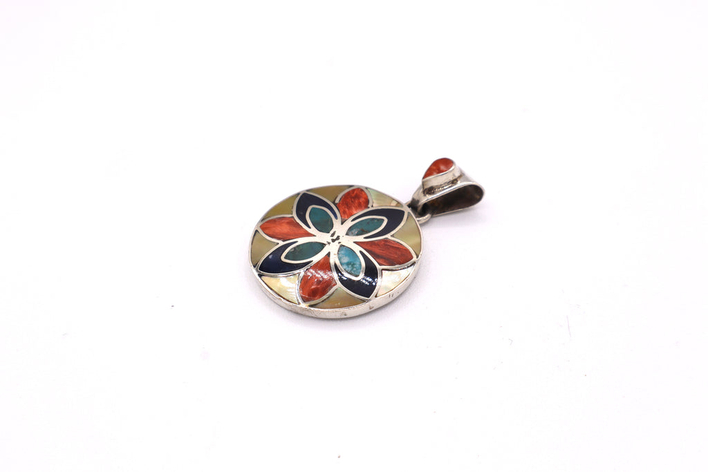 Flower Silver Inlay Pendant