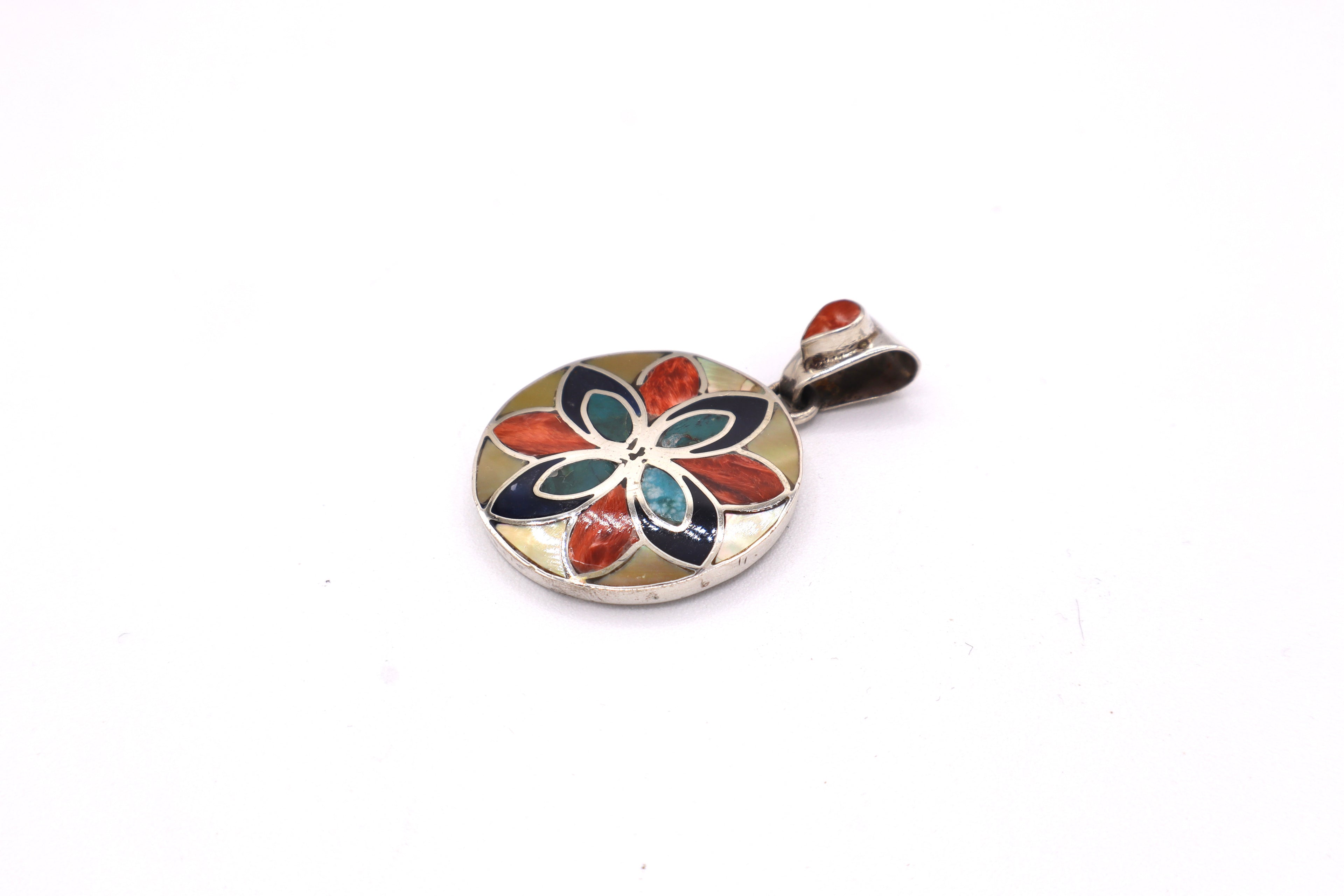Flower Silver Inlay Pendant
