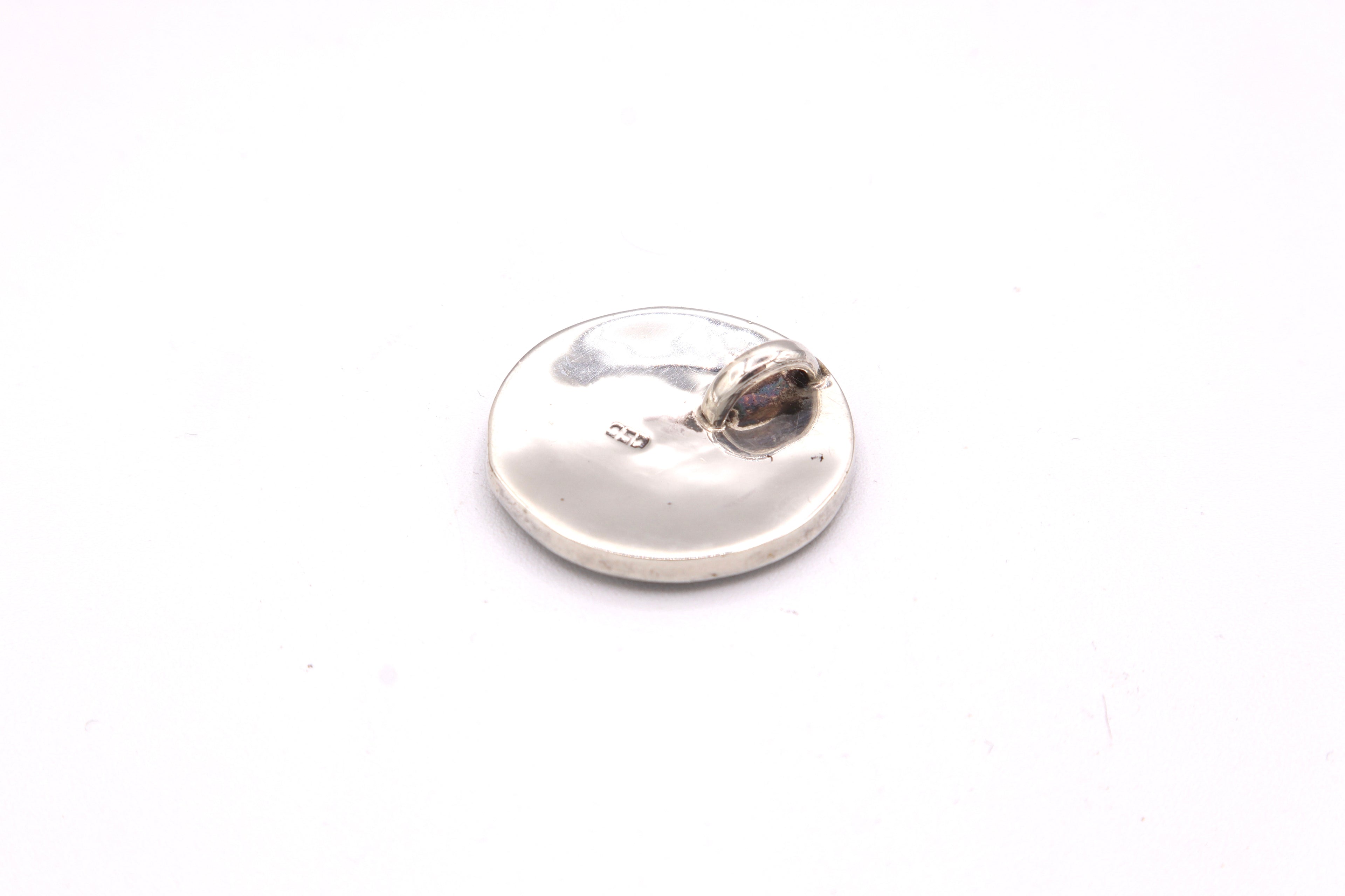 Spiral Circle Silver Inlay Pendant