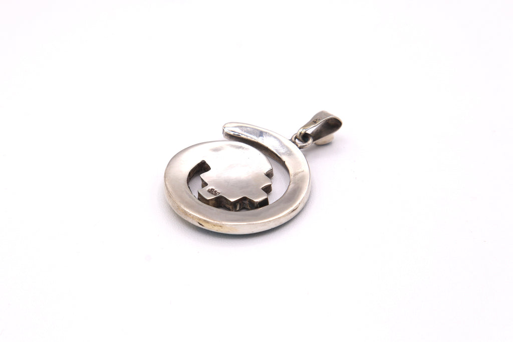 Chakana Spiral Silver Inlay Pendant