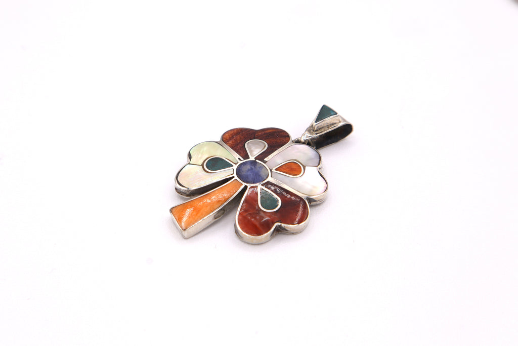 Four-Leaf Clover Silver Inlay Pendant