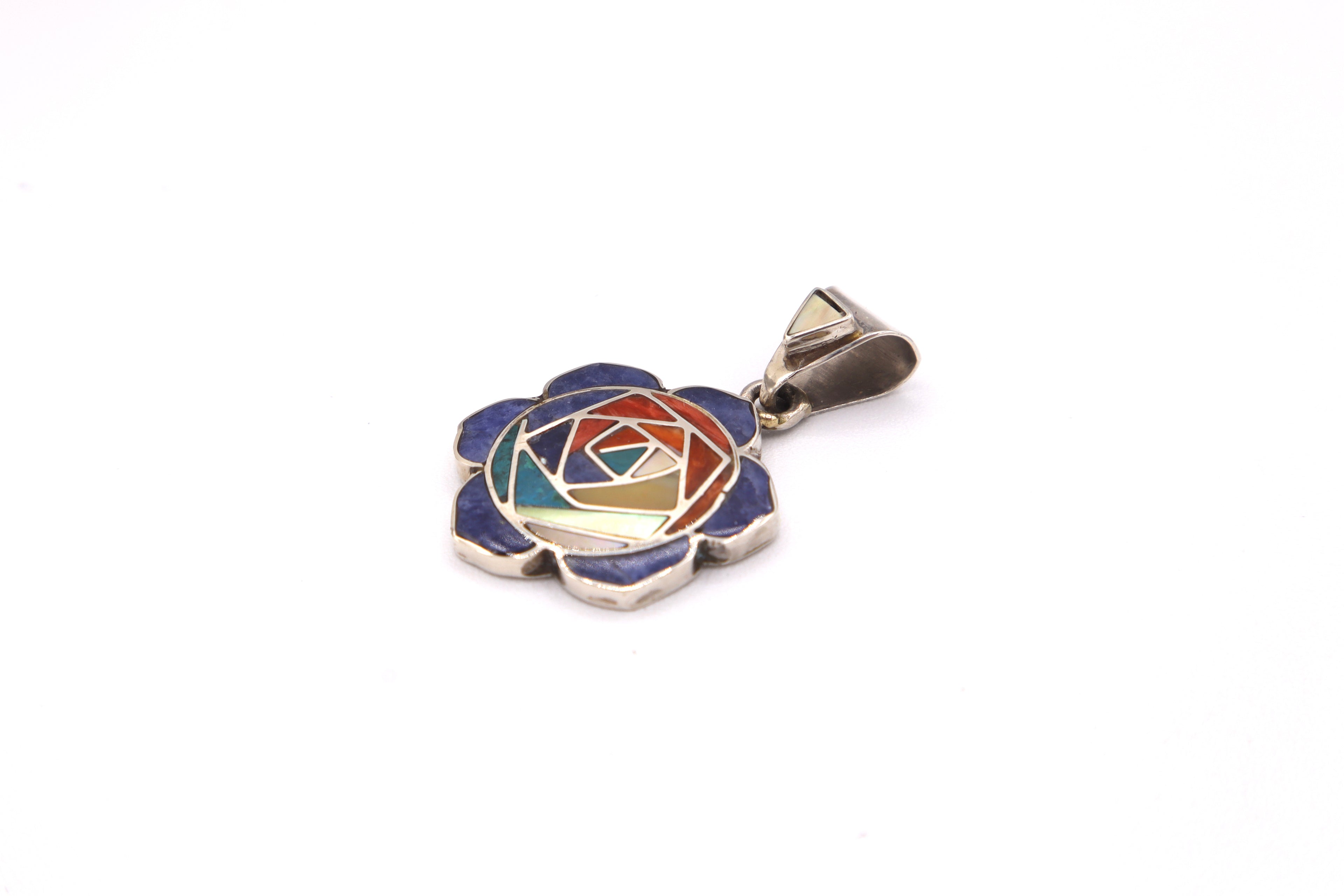 Rose Silver Inlay Pendant