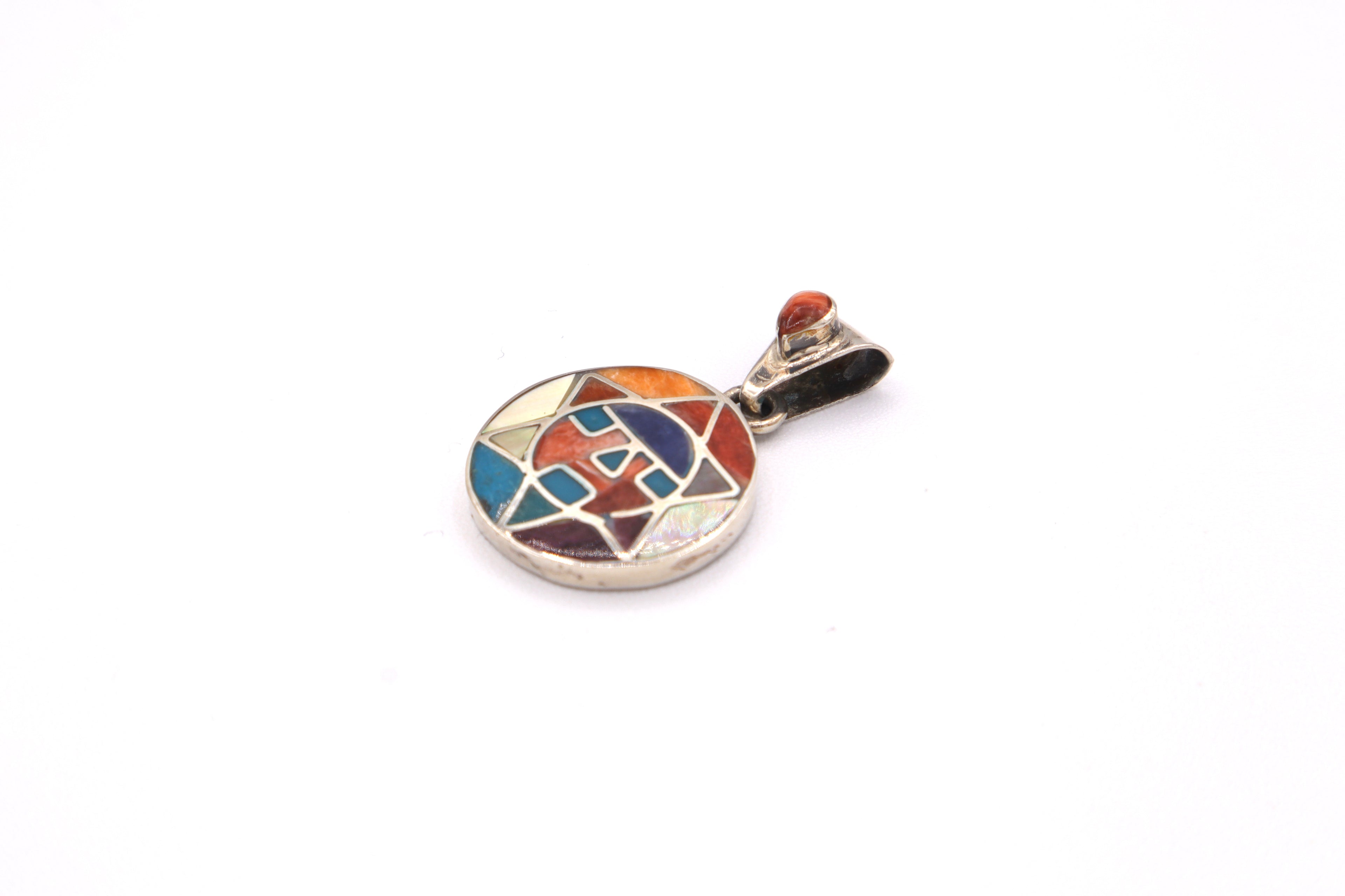 Inti Sun Face Silver Inlay Pendant