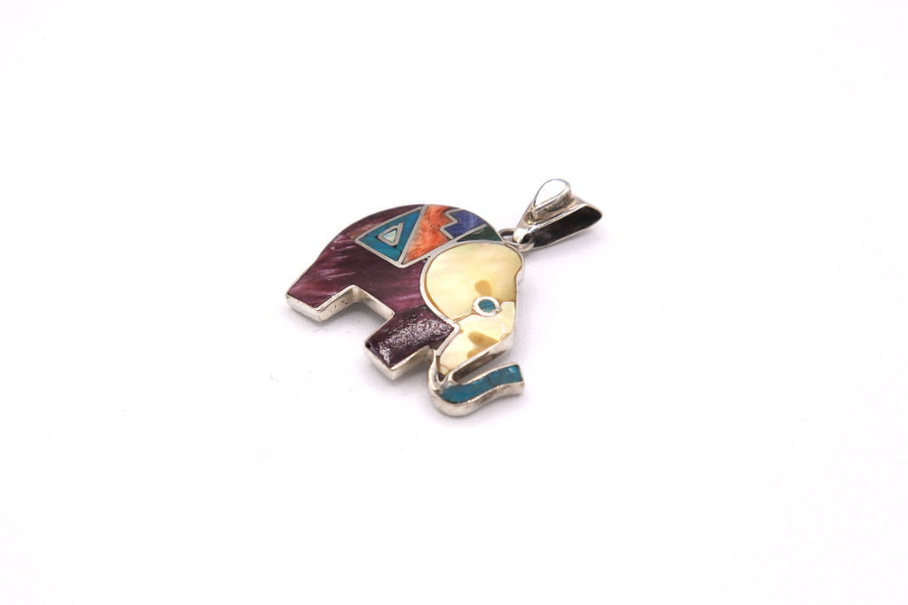 Elephant Silver Inlay Pendant