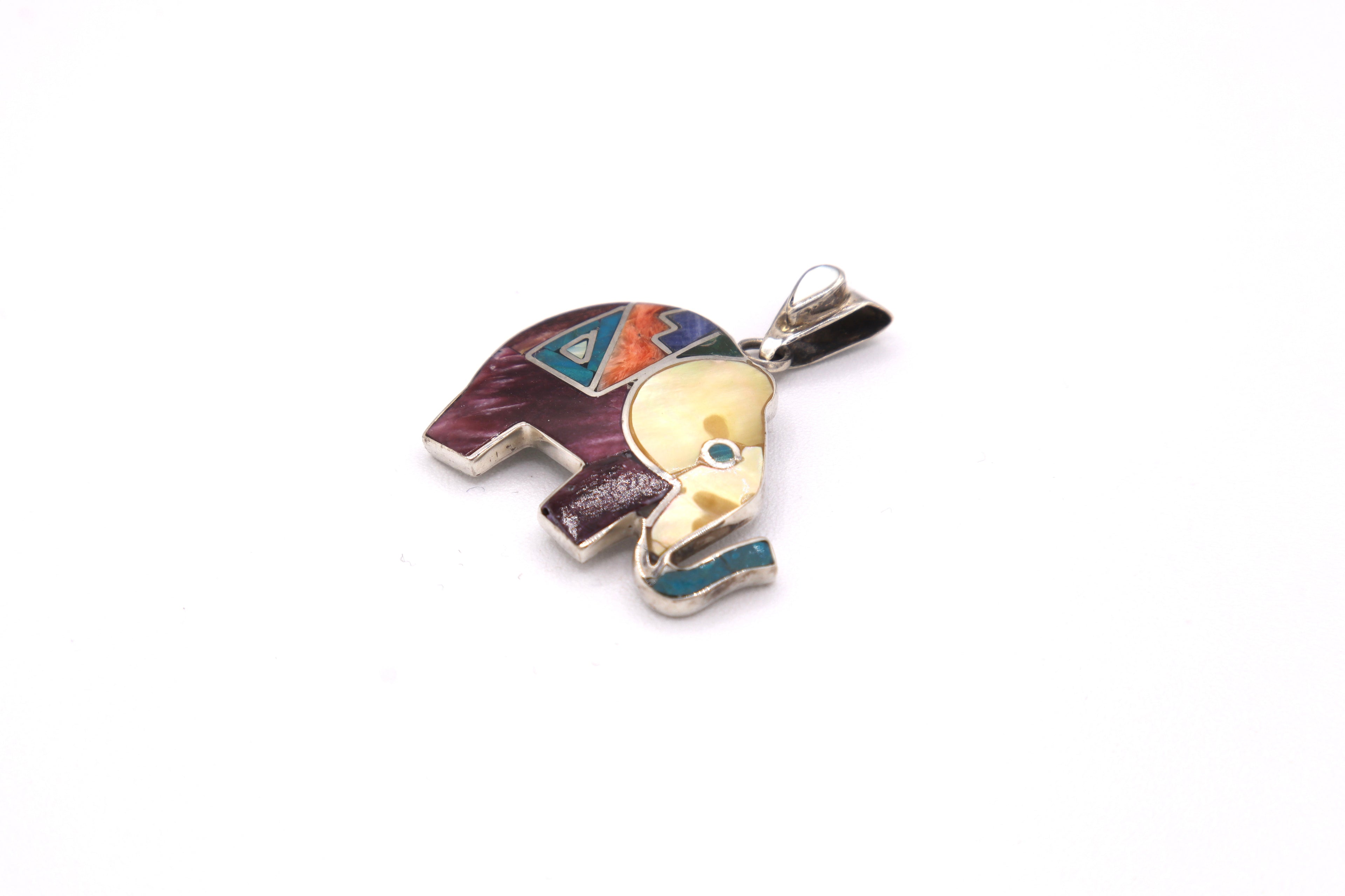 Elephant Silver Inlay Pendant