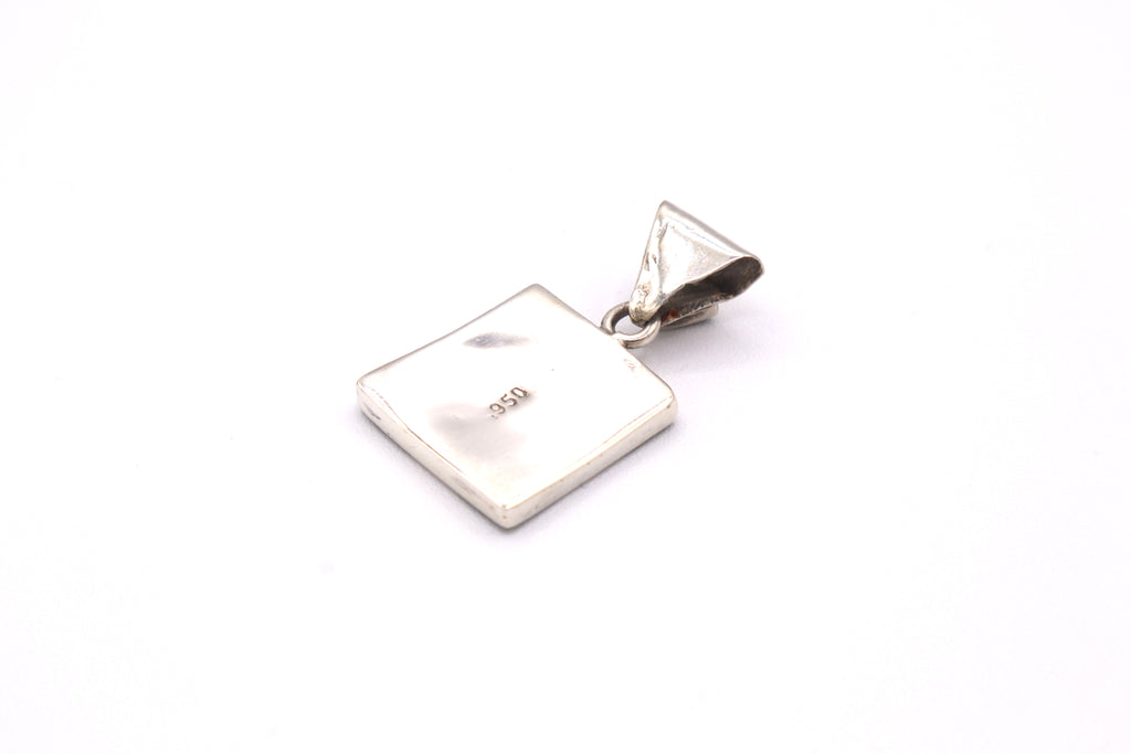 Chakana Square Silver Inlay Pendant