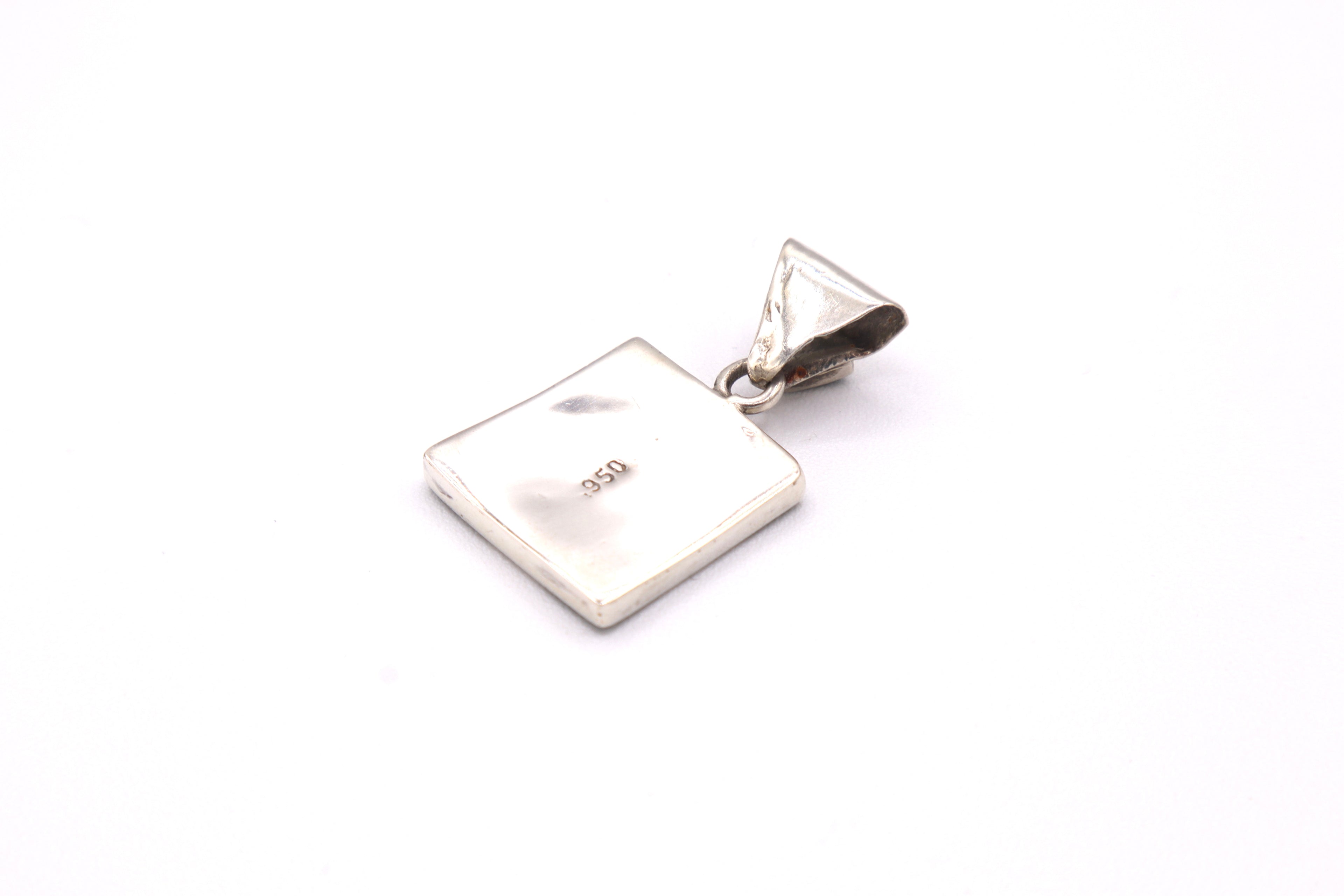Chakana Square Silver Inlay Pendant