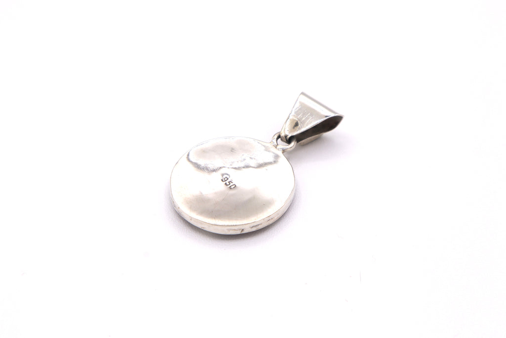 Geometric Spiral Silver Inlay Pendant