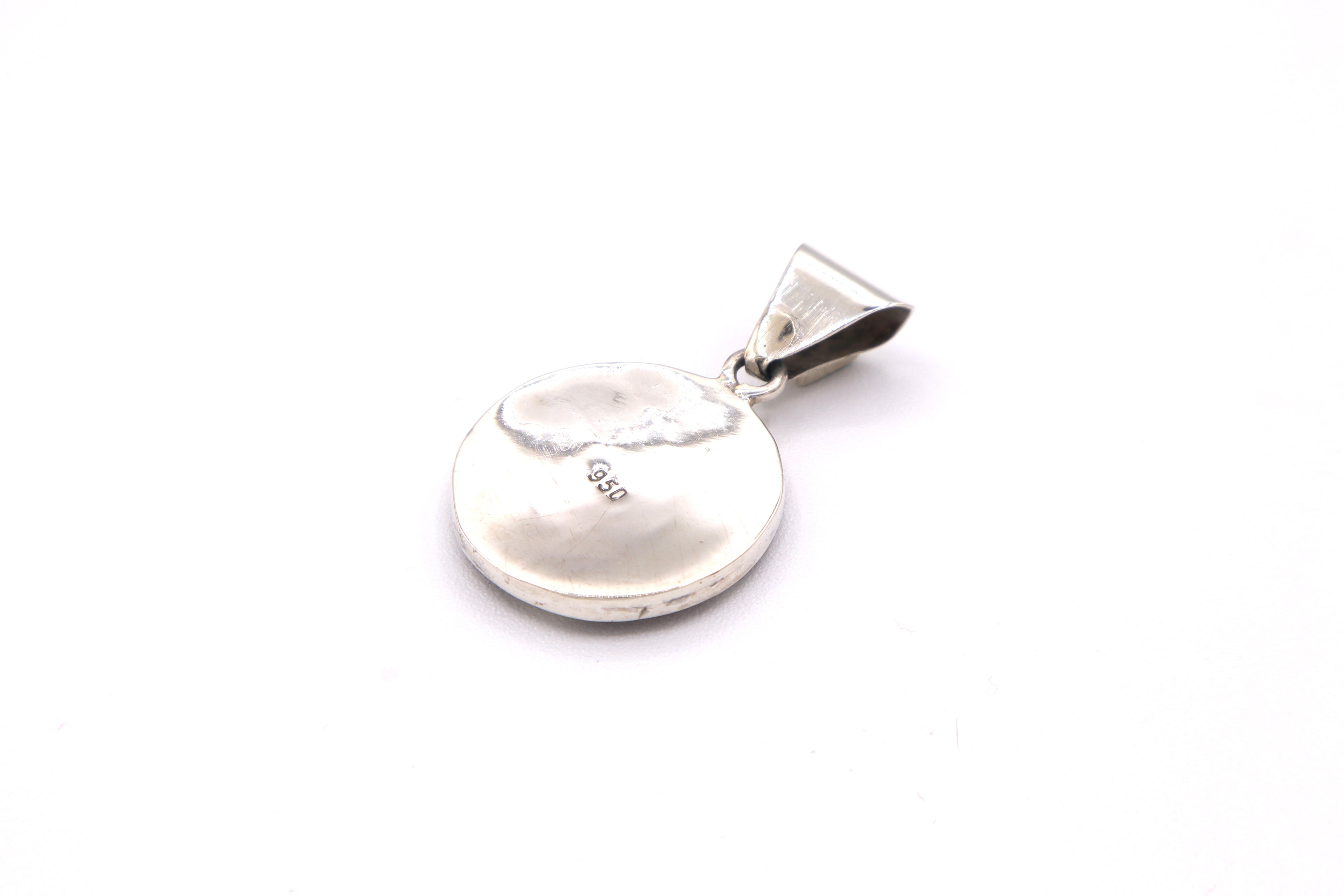 Geometric Spiral Silver Inlay Pendant