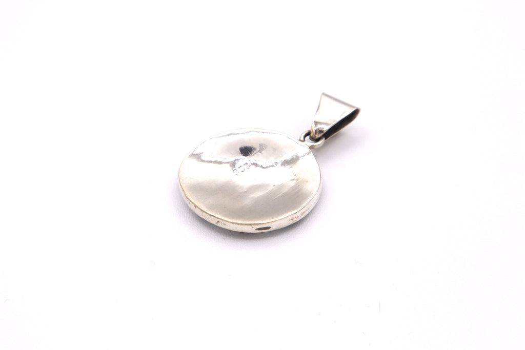 Andean Square Spiral Silver Inlay Pendant