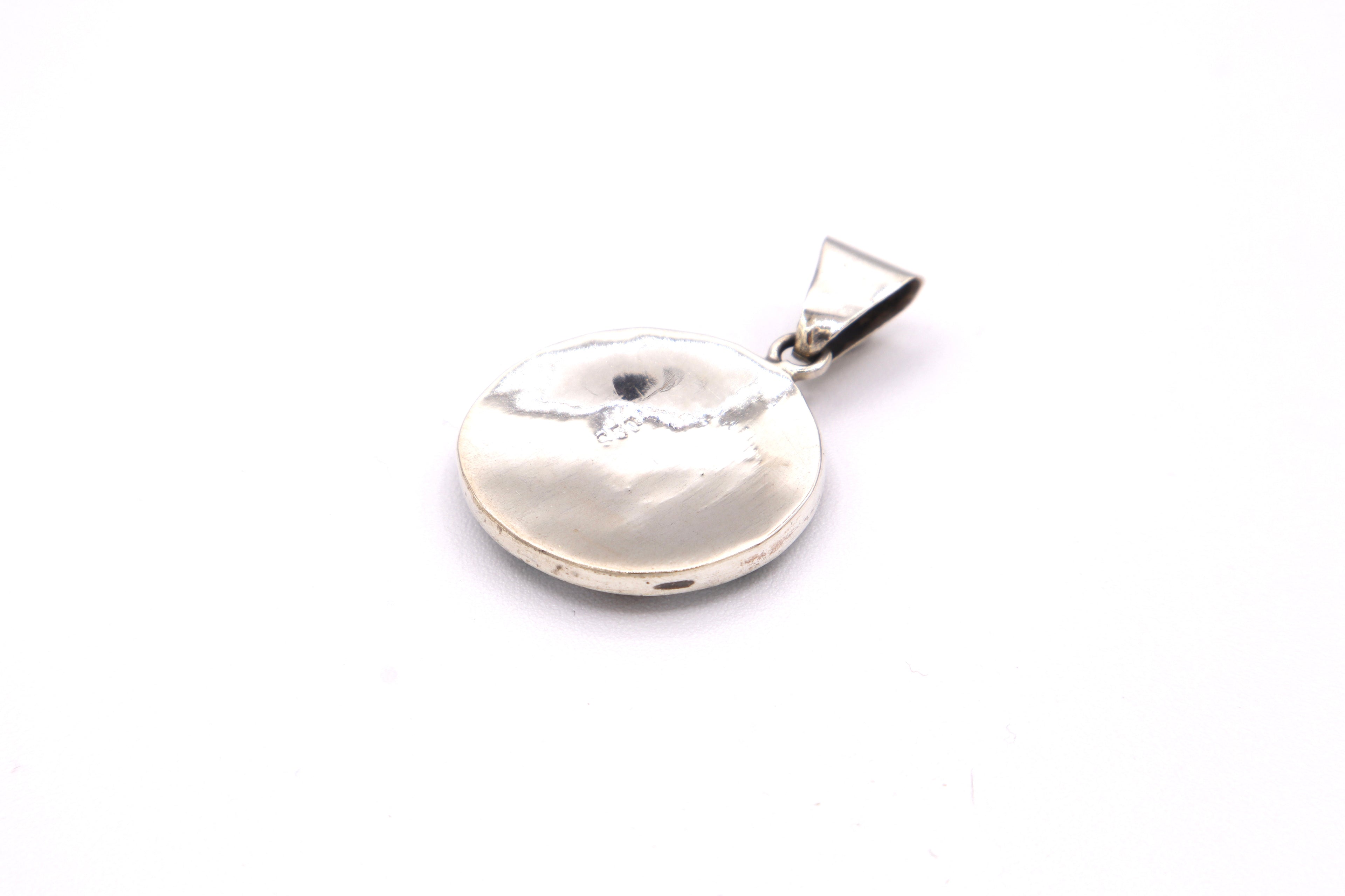 Andean Square Spiral Silver Inlay Pendant