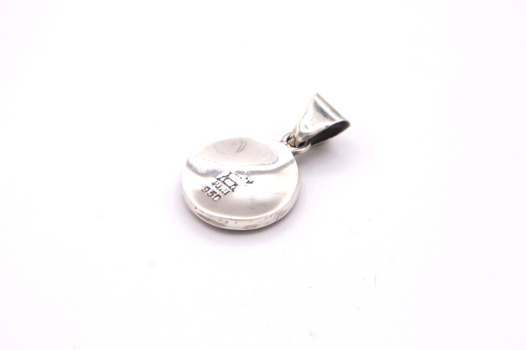 Crescent Spiral Silver Inlay Pendant