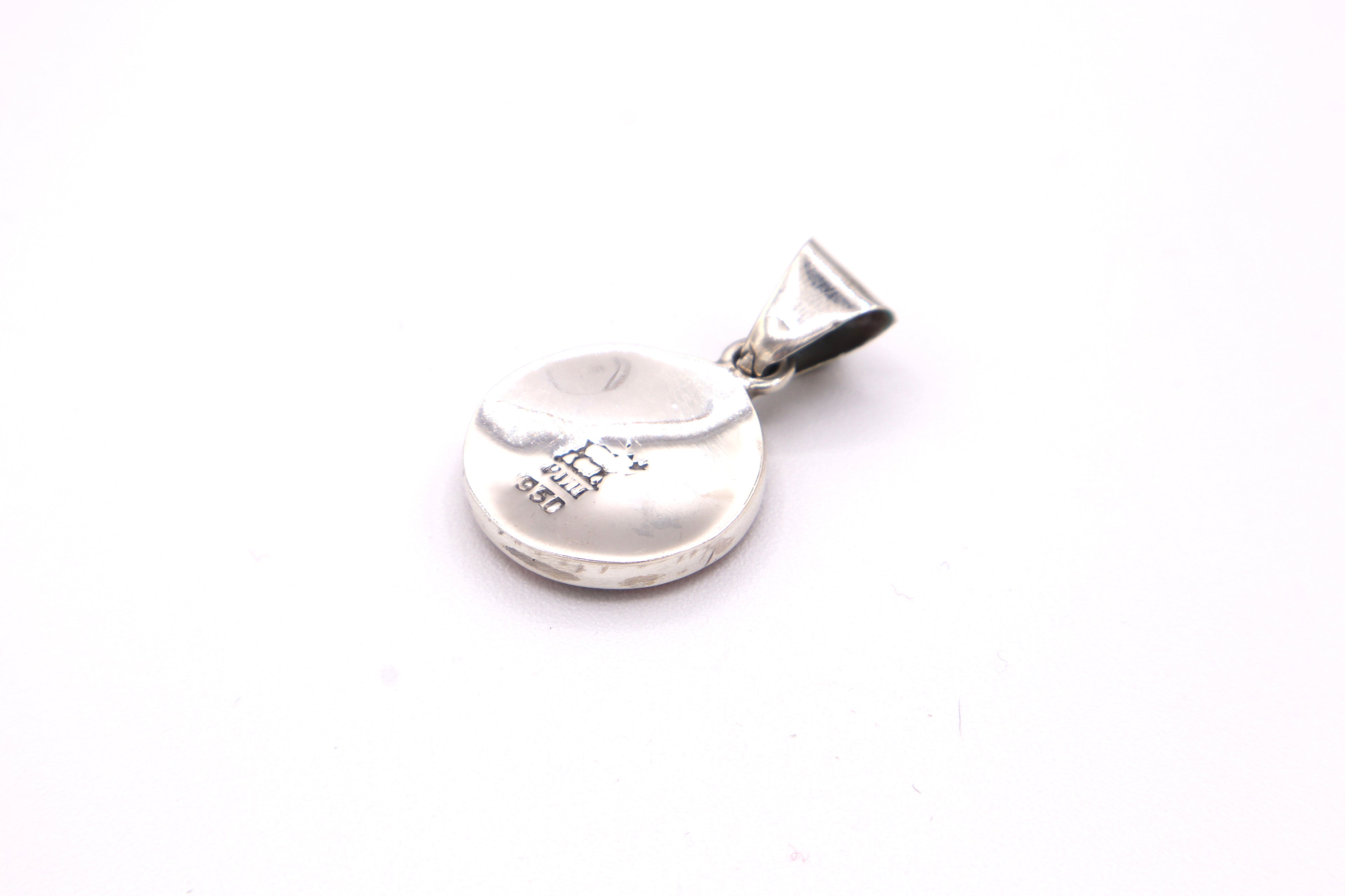 Crescent Spiral Silver Inlay Pendant