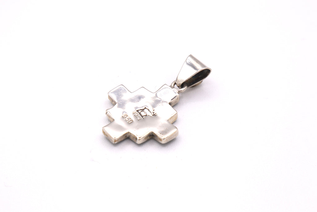 Chakana Cross Silver Inlay Pendant