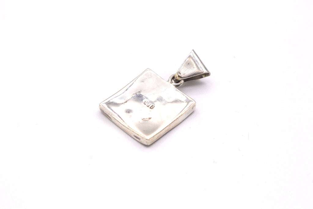 Andean Square Spiral Silver Inlay Pendant