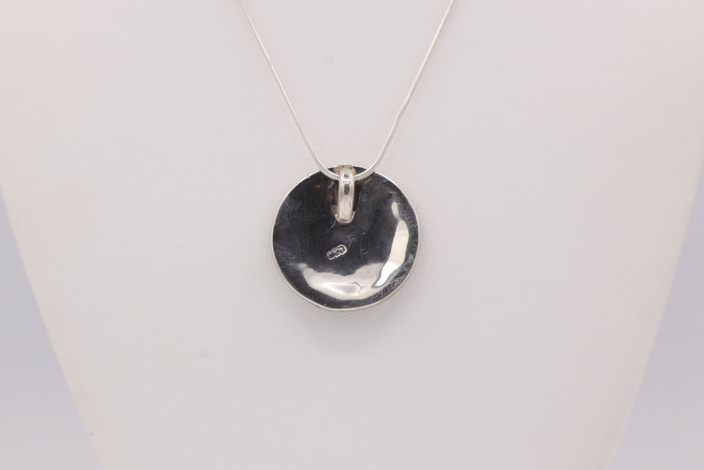 Spiral Circle Silver Inlay Pendant