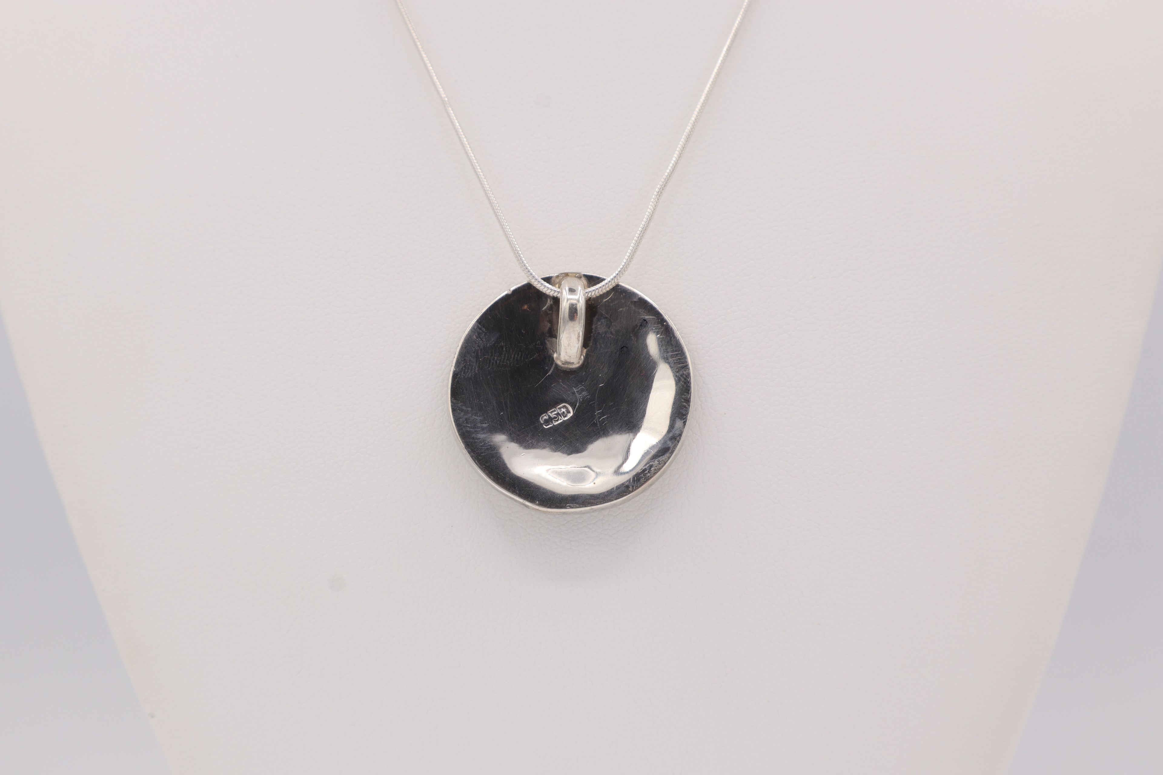 Spiral Circle Silver Inlay Pendant