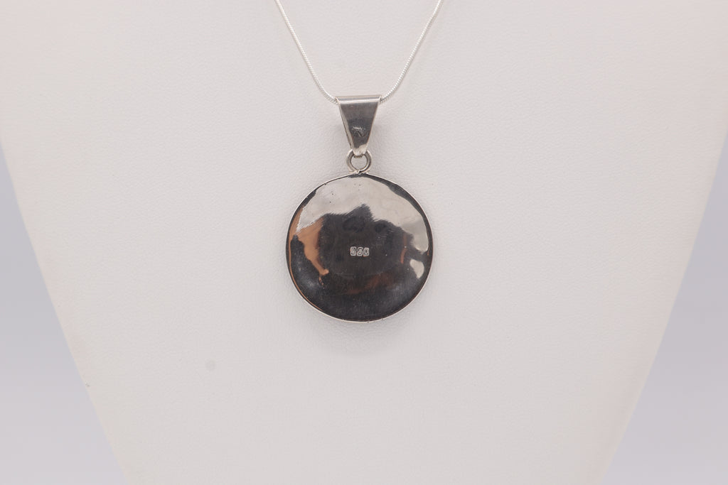 Andean Square Spiral Silver Inlay Pendant