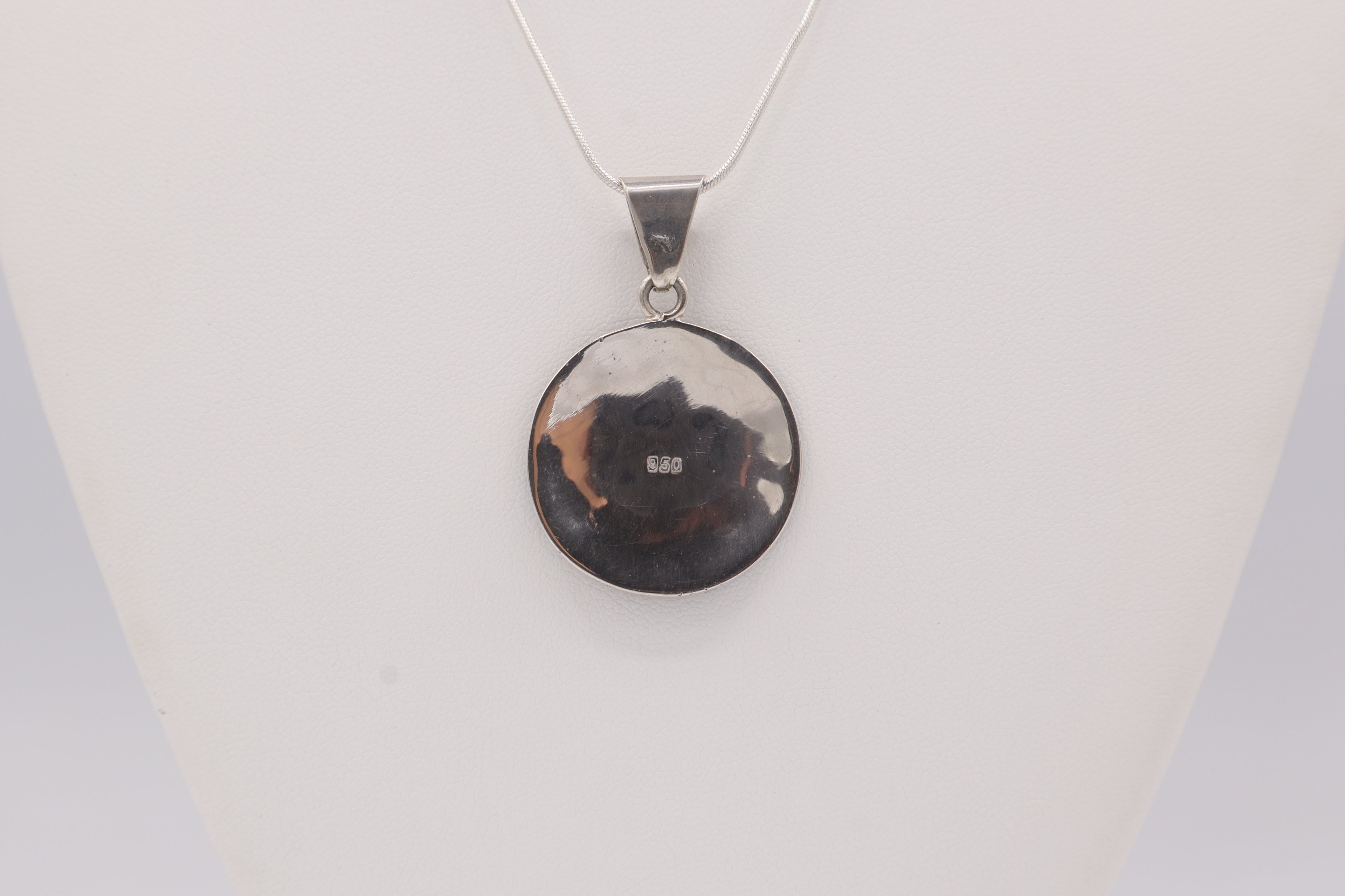 Andean Square Spiral Silver Inlay Pendant