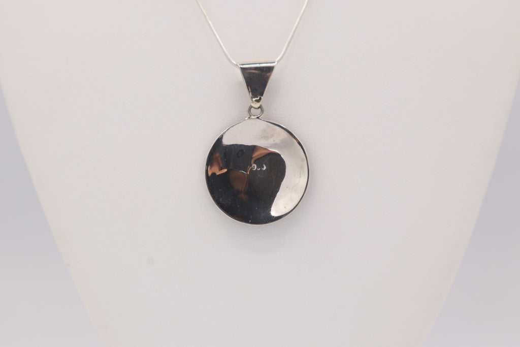 Chakana Flower Mandala Silver Inlay Pendant