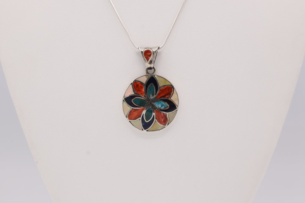 Flower Silver Inlay Pendant