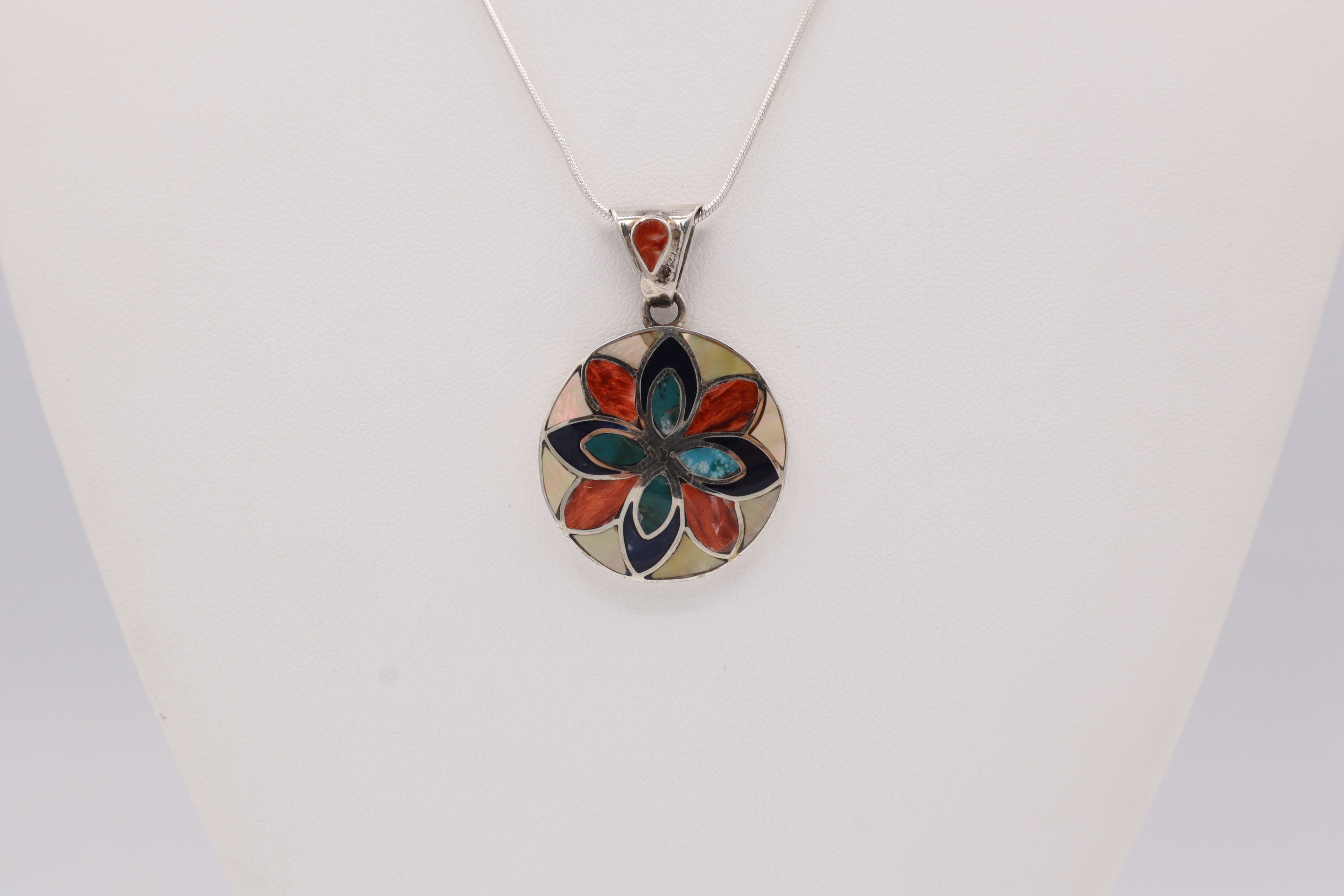 Flower Silver Inlay Pendant