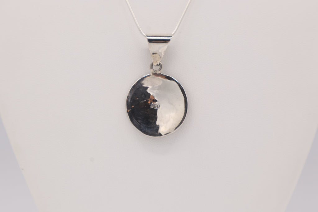 Geometric Spiral Silver Inlay Pendant