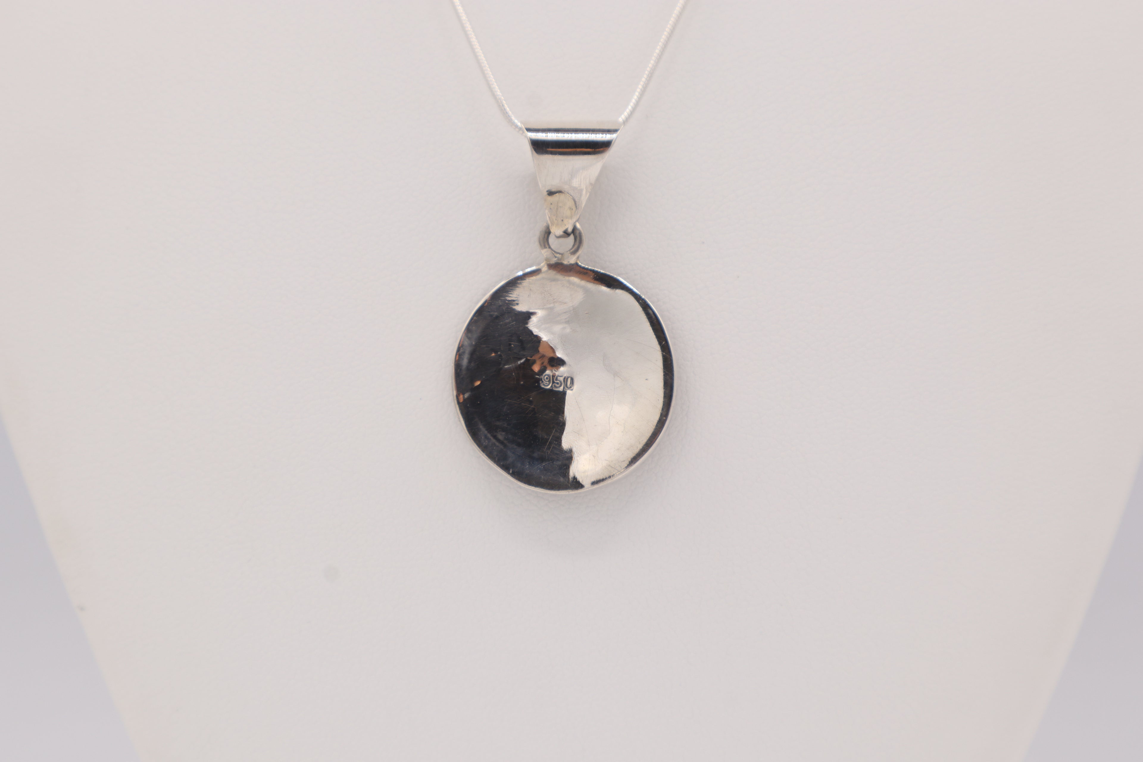 Geometric Spiral Silver Inlay Pendant