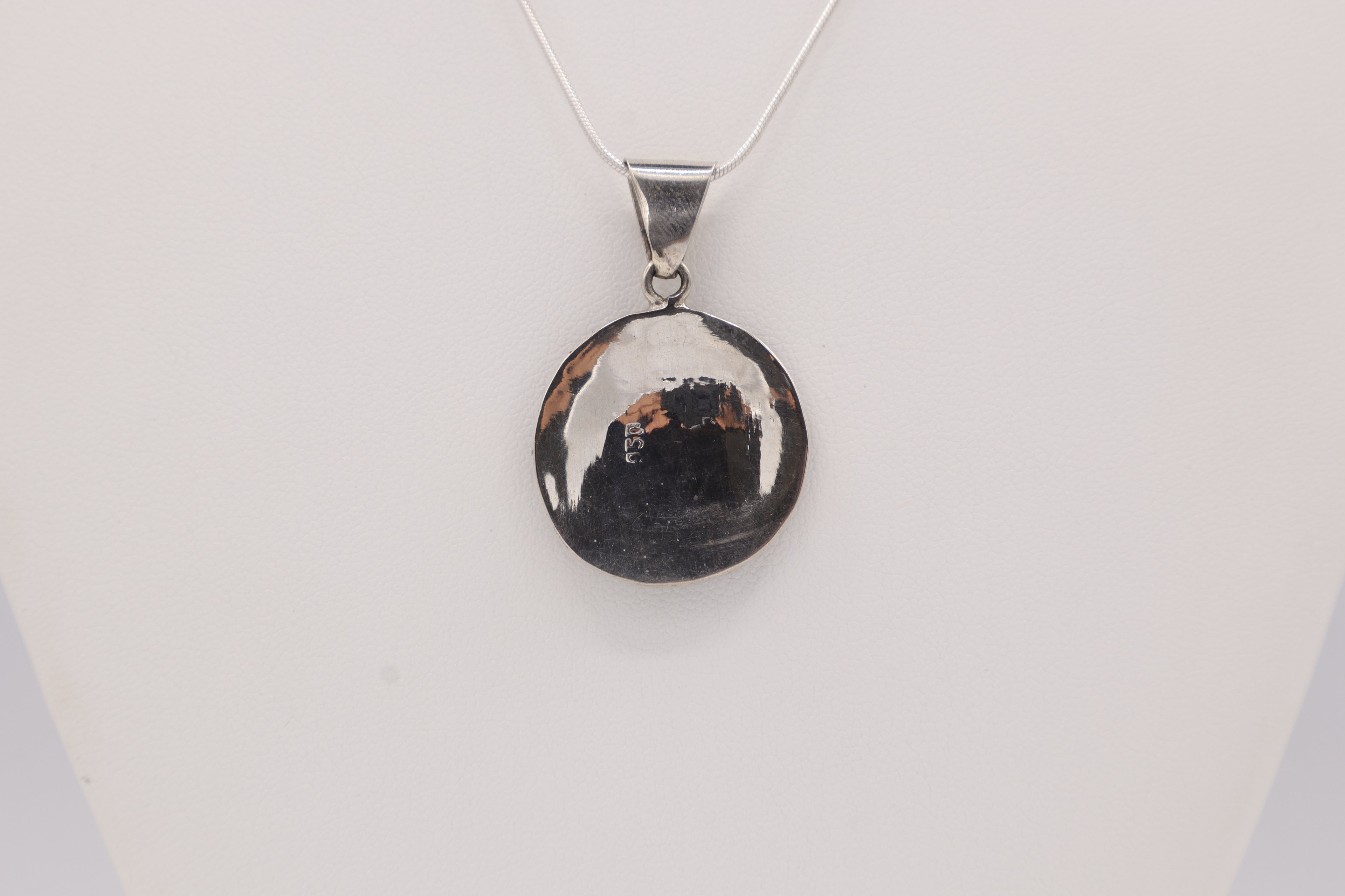Andean Square Spiral Silver Inlay Pendant