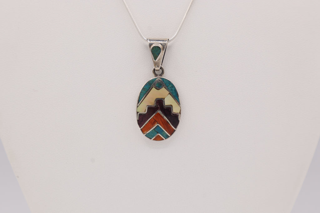 Apu Mountain Silver Inlay Pendant