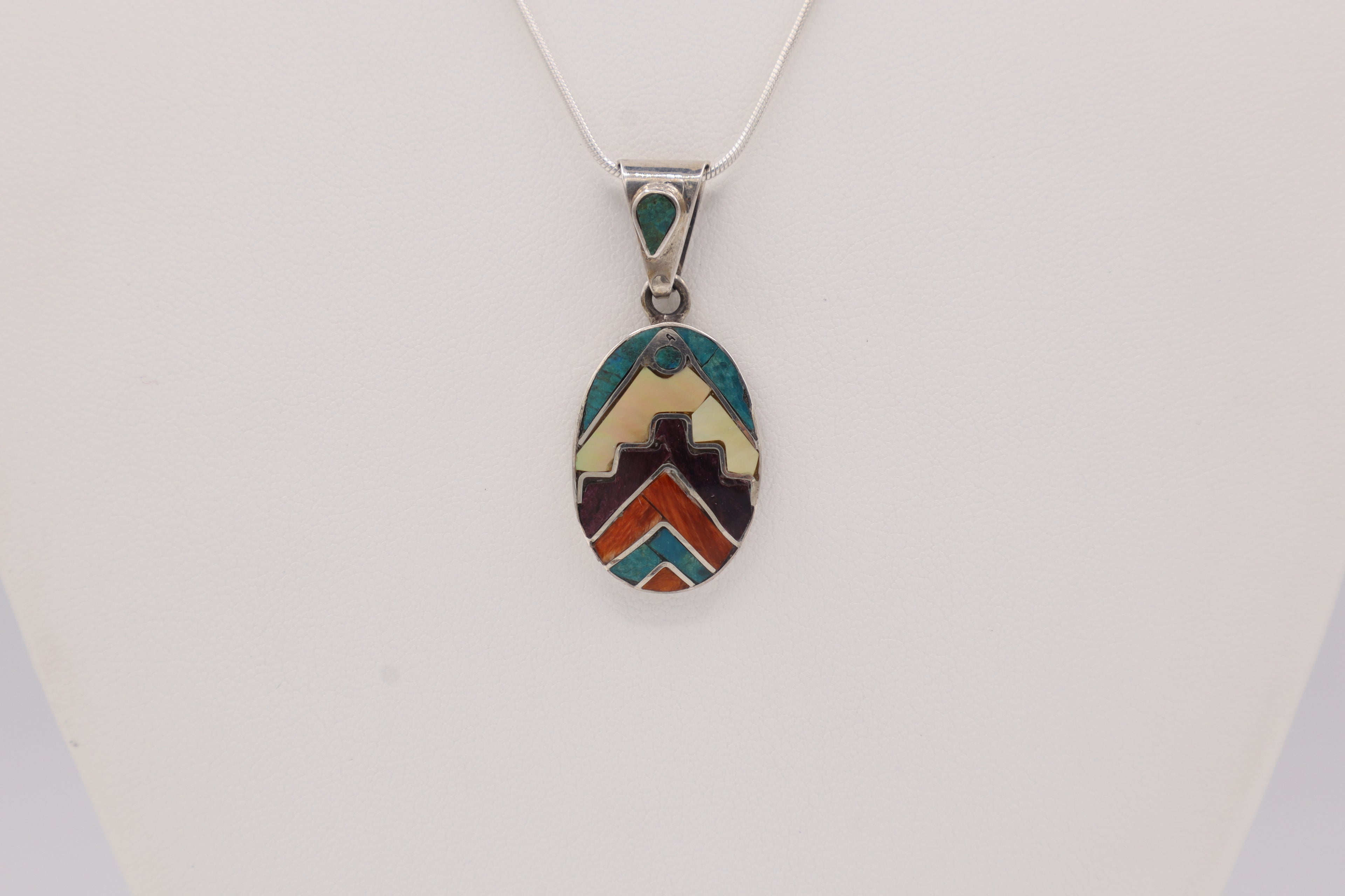 Apu Mountain Silver Inlay Pendant