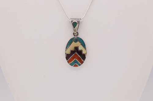 Apu Mountain Silver Inlay Pendant