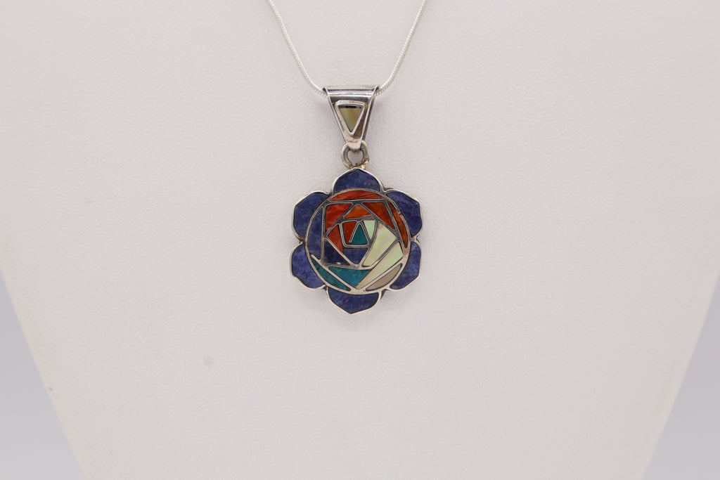 Rose Silver Inlay Pendant