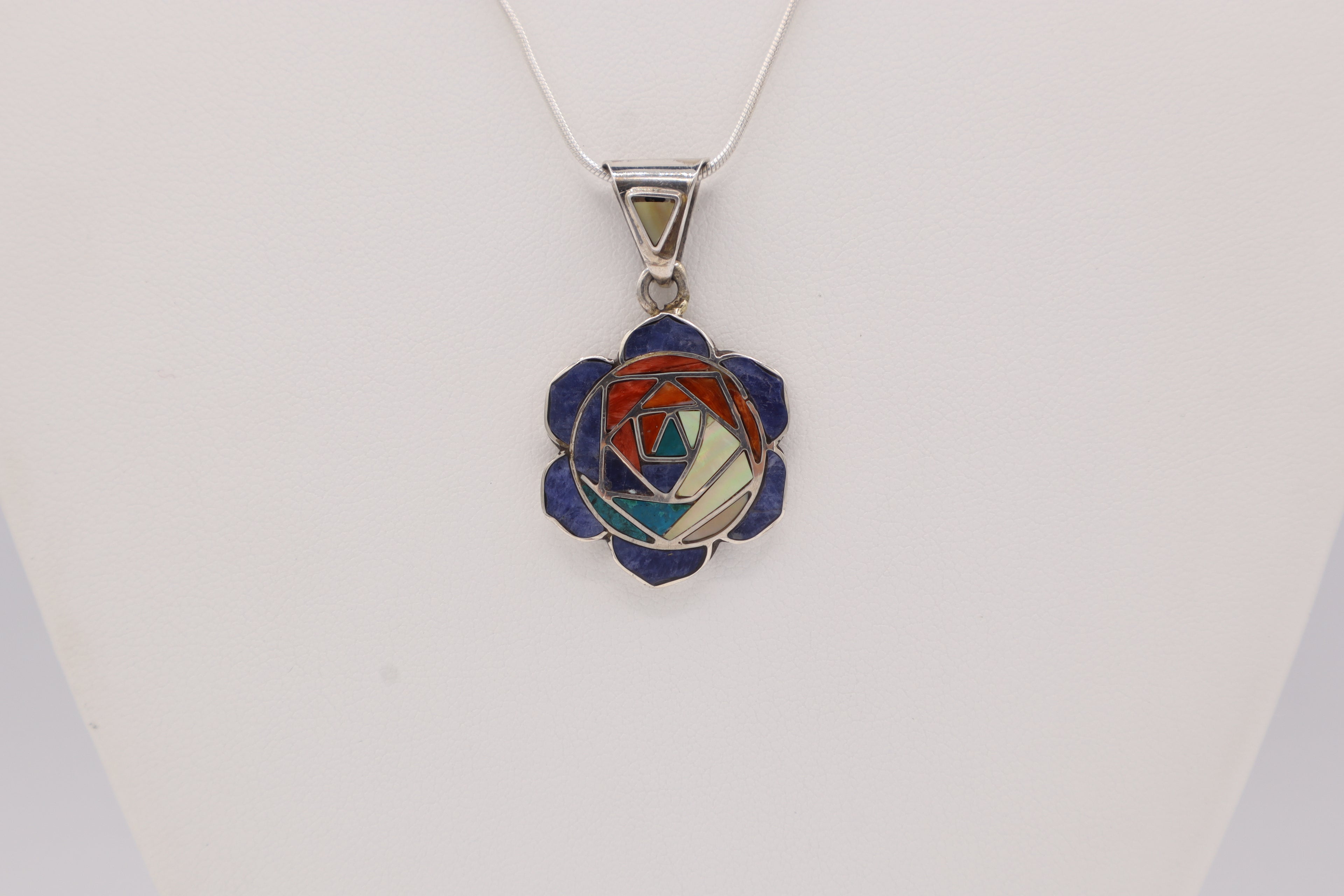 Rose Silver Inlay Pendant