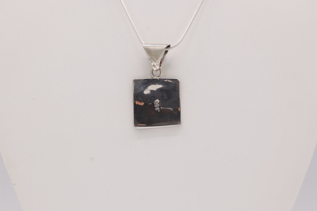 Chakana Square Silver Inlay Pendant