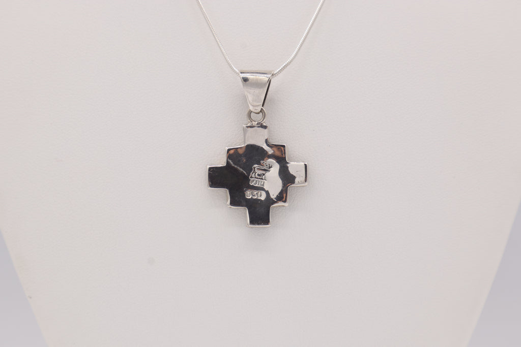 Chakana Cross Silver Inlay Pendant