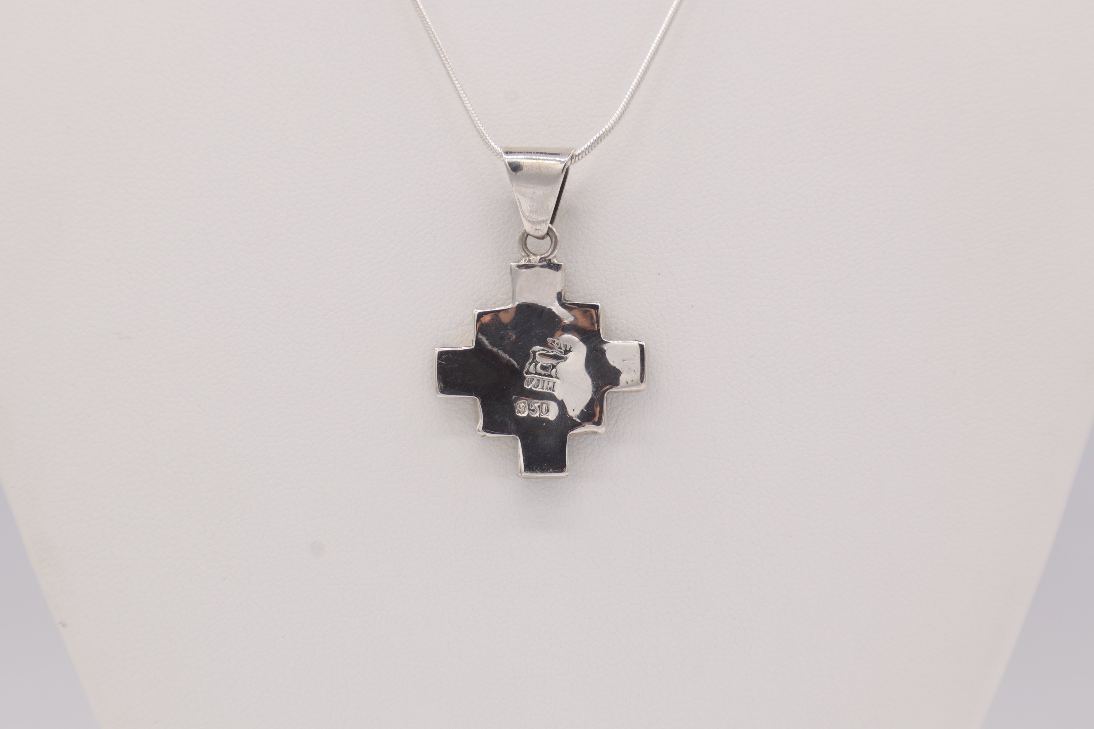 Chakana Cross Silver Inlay Pendant