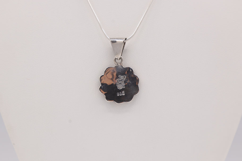 Rainbow Daisy Silver Inlay Pendant