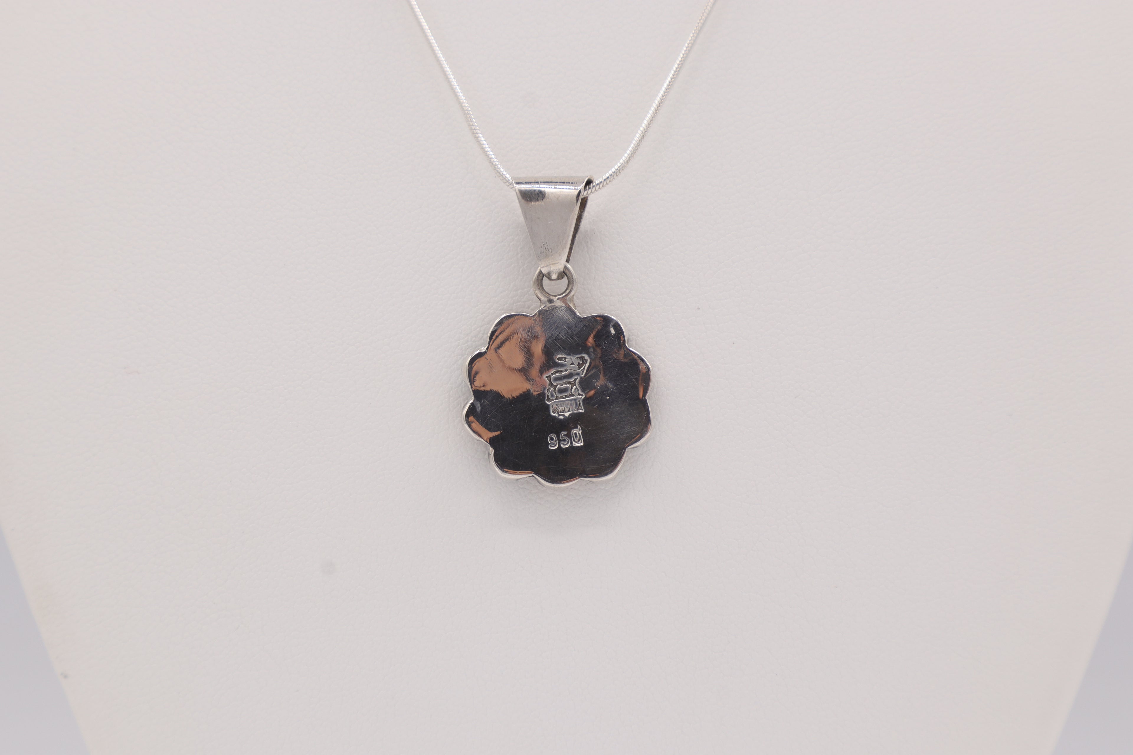 Rainbow Daisy Silver Inlay Pendant