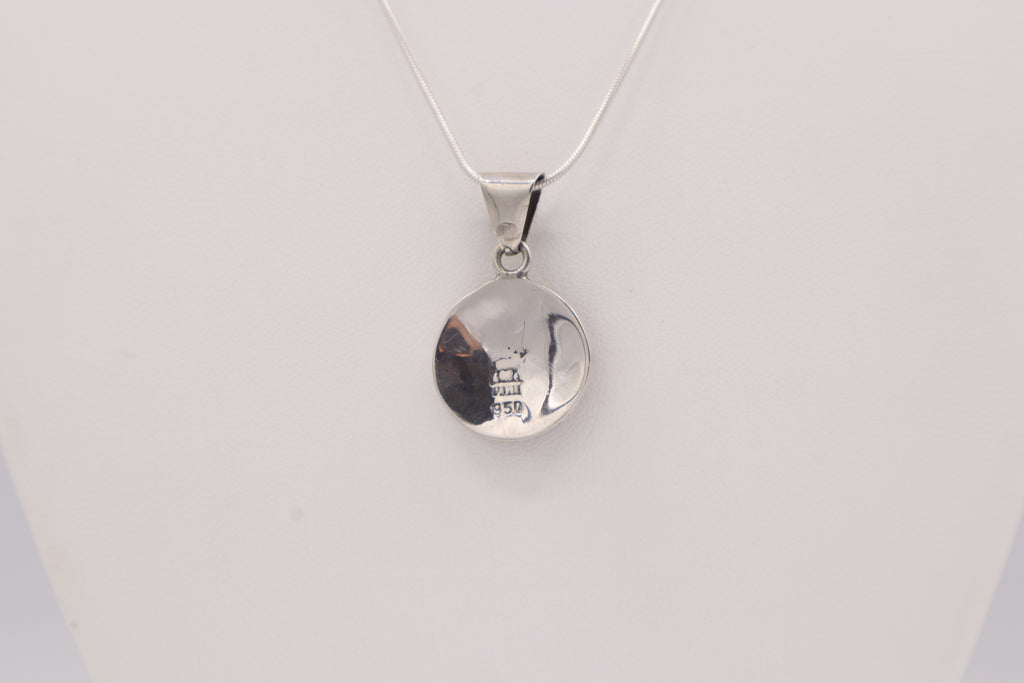 Crescent Spiral Silver Inlay Pendant