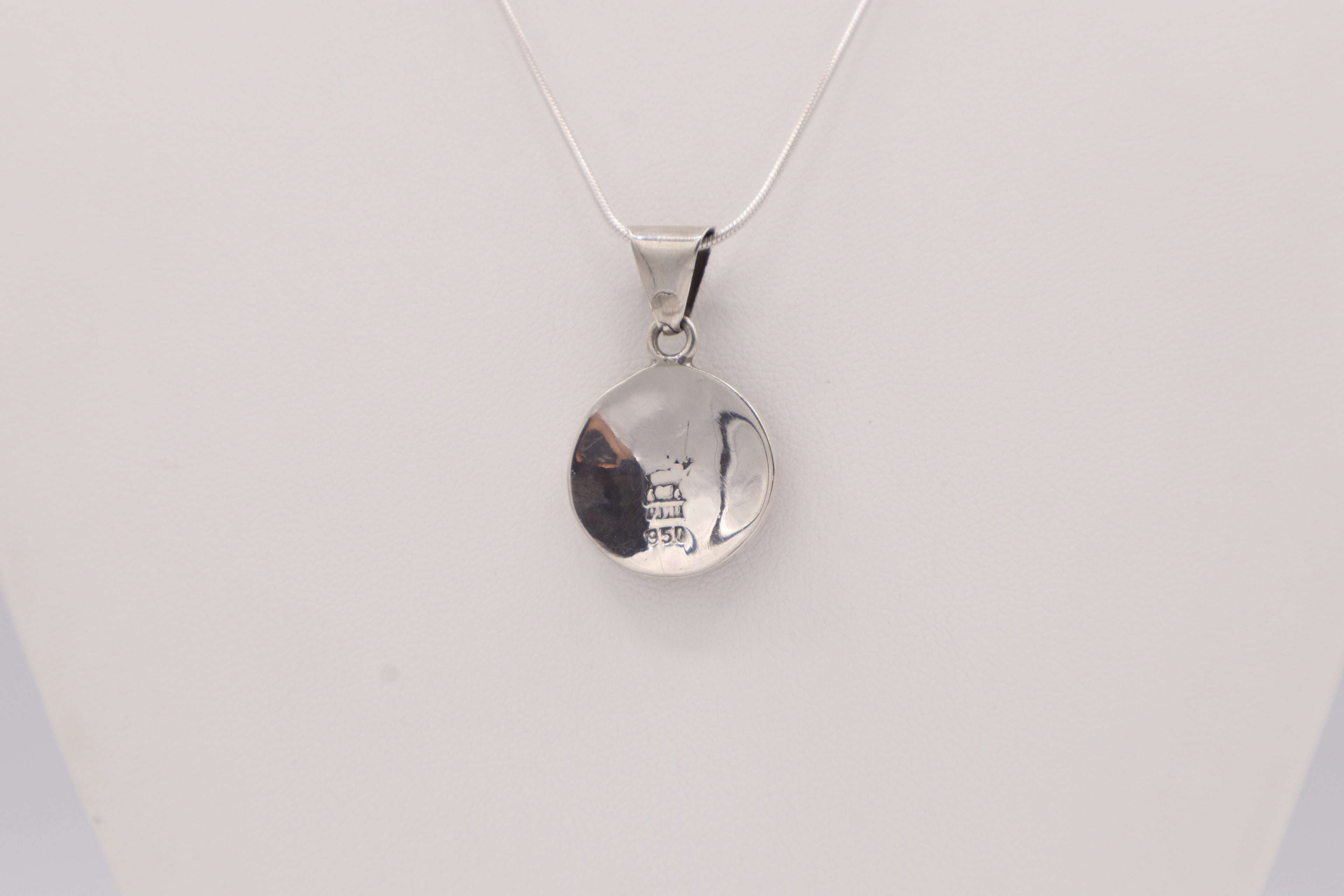 Crescent Spiral Silver Inlay Pendant