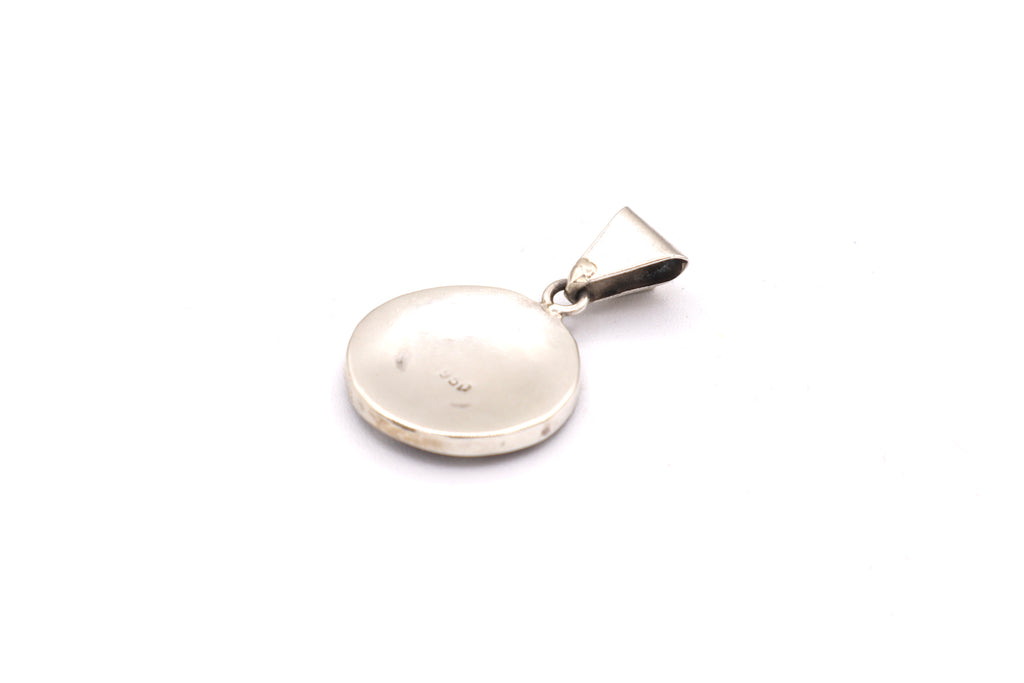 Andean Square Spiral Silver Inlay Pendant