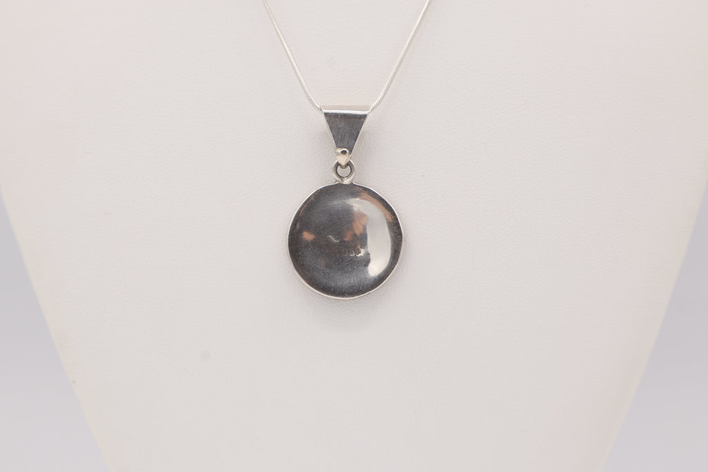 Andean Square Spiral Silver Inlay Pendant