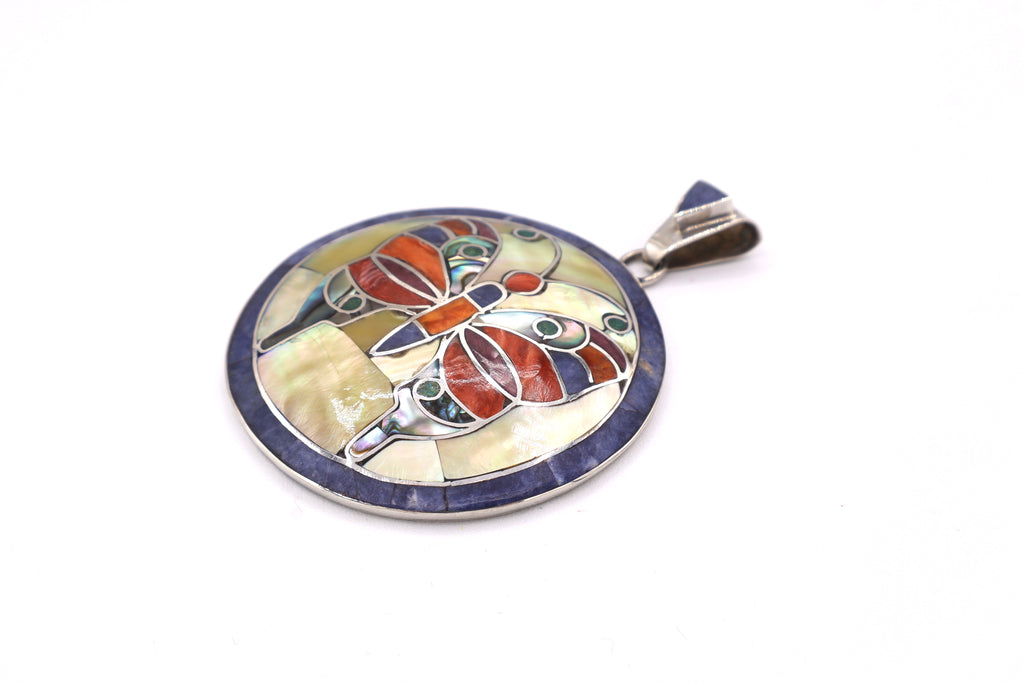 Butterfly Silver Inlay Pendant