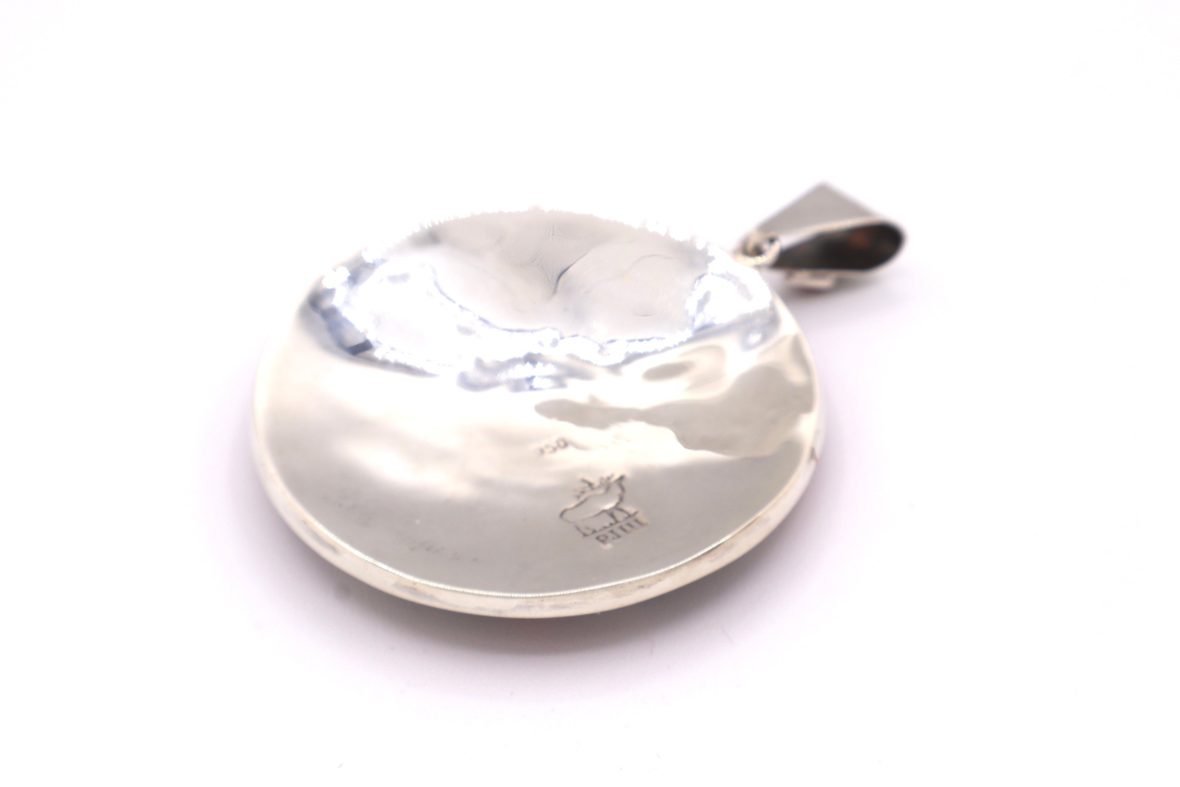 Sun Wheel Silver Inlay Pendant
