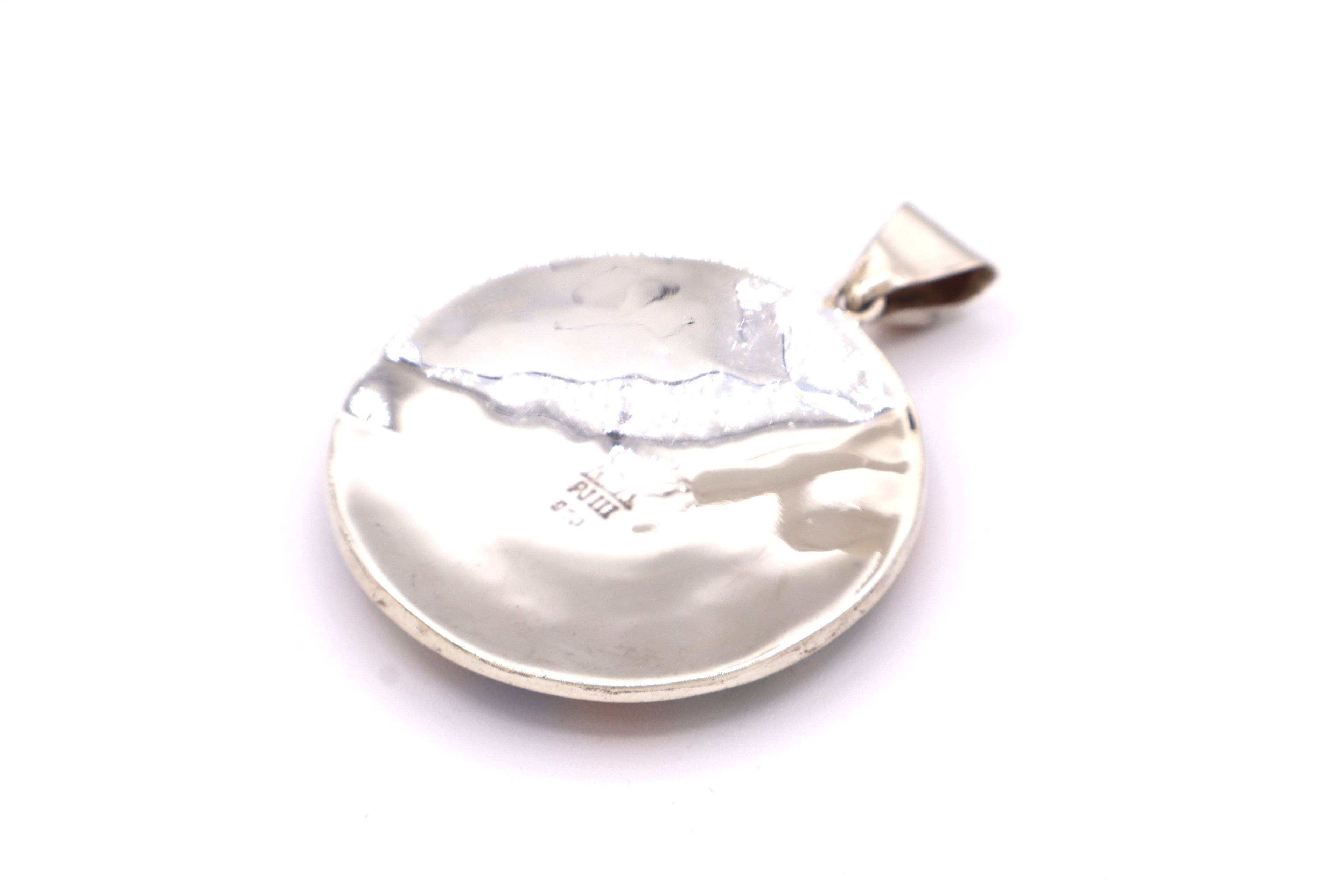 Spiral Sun Silver Inlay Pendant