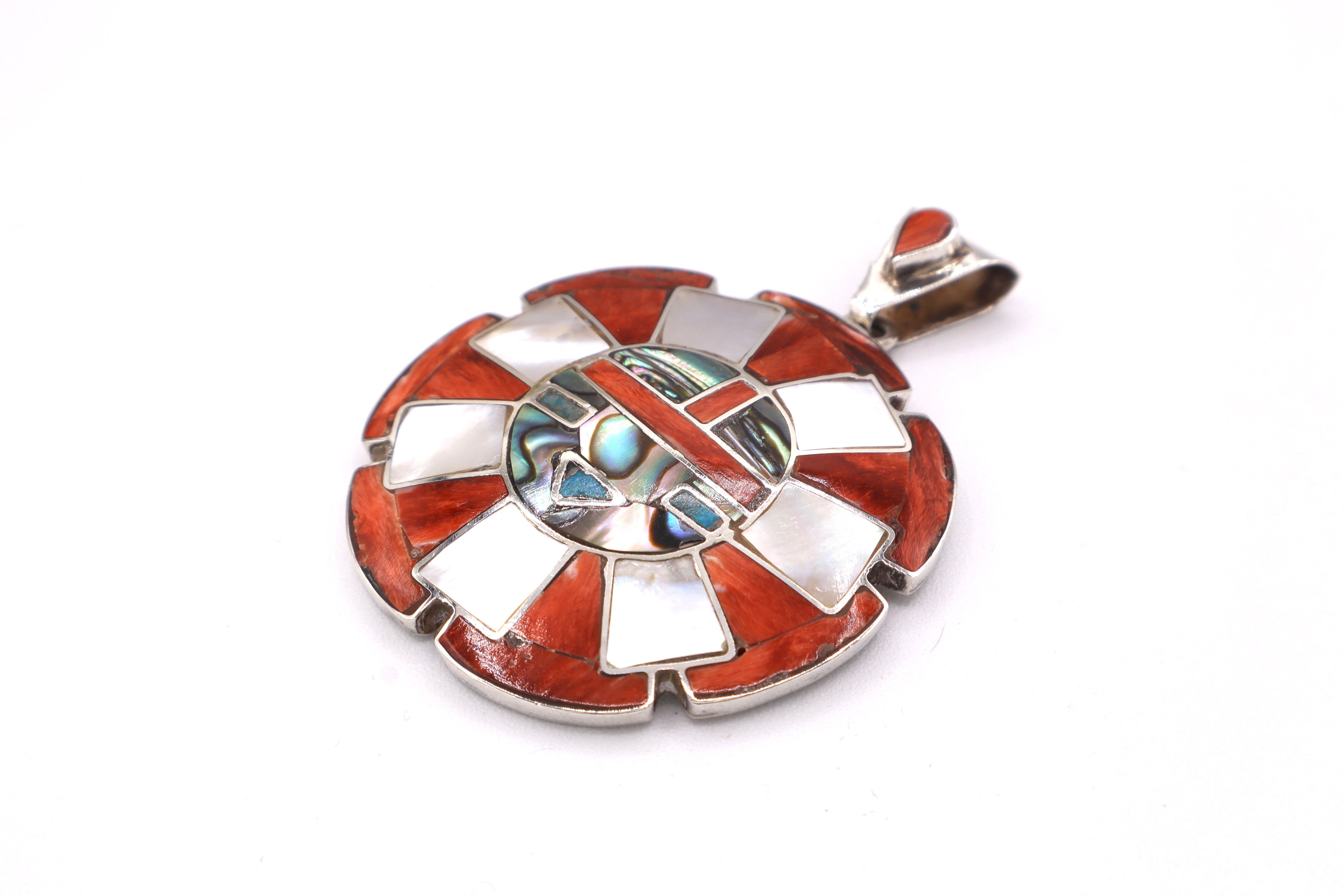 Inti Sun Face Silver Inlay Pendant