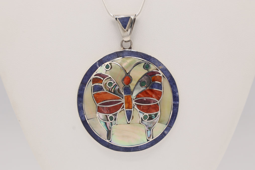 Butterfly Silver Inlay Pendant