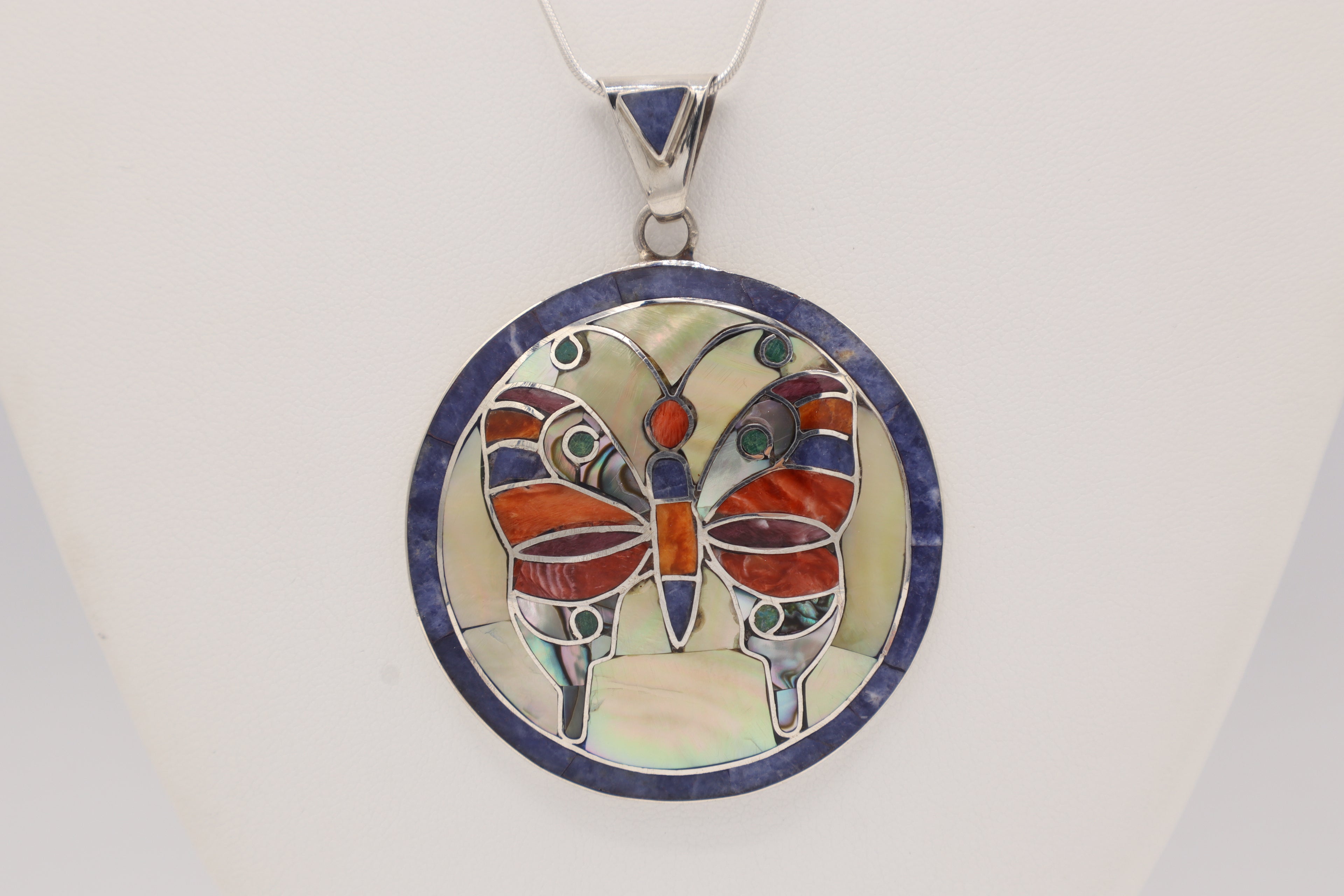 Butterfly Silver Inlay Pendant