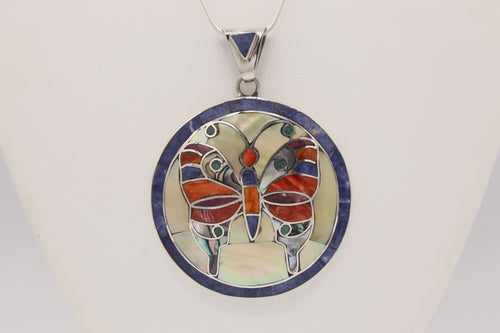 Butterfly Silver Inlay Pendant